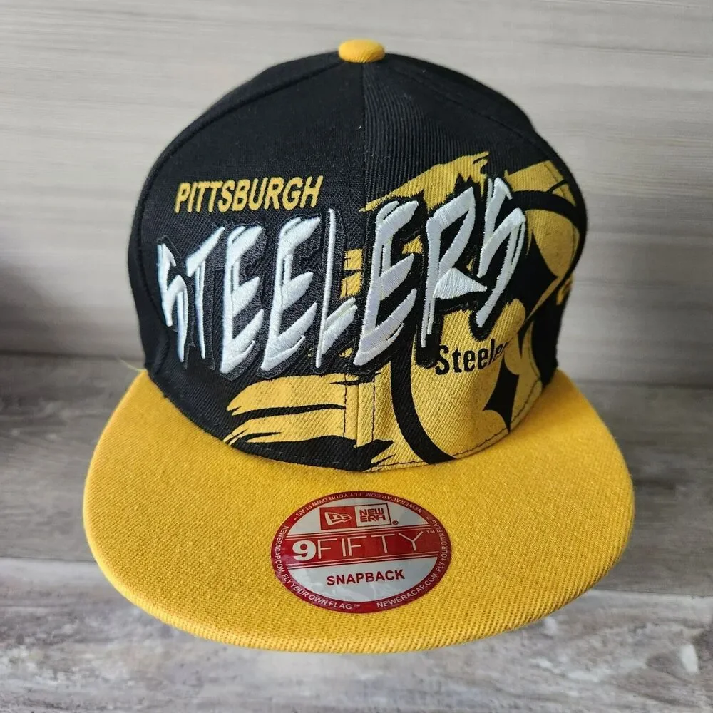 NFL Pittsburgh Steelers New Era 9Fifty Big Tall Graffiti Letter Snapback Hat Vtg
